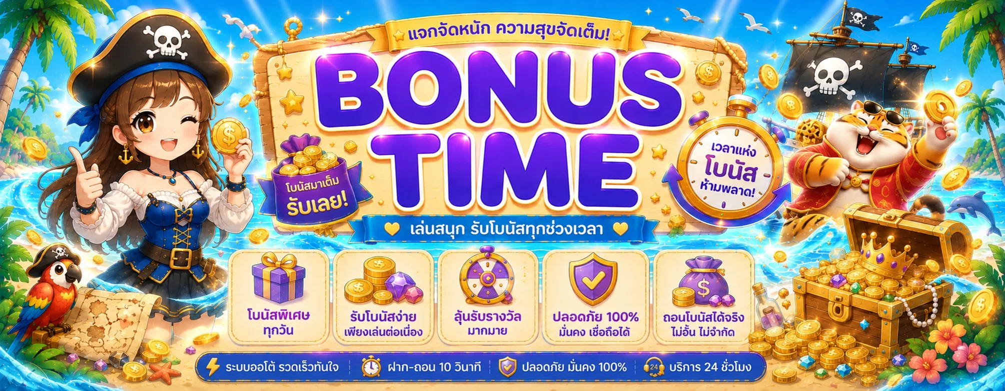 ภาพโบนัสสล็อต tyga285 พร้อมตัวละคร PG Soft