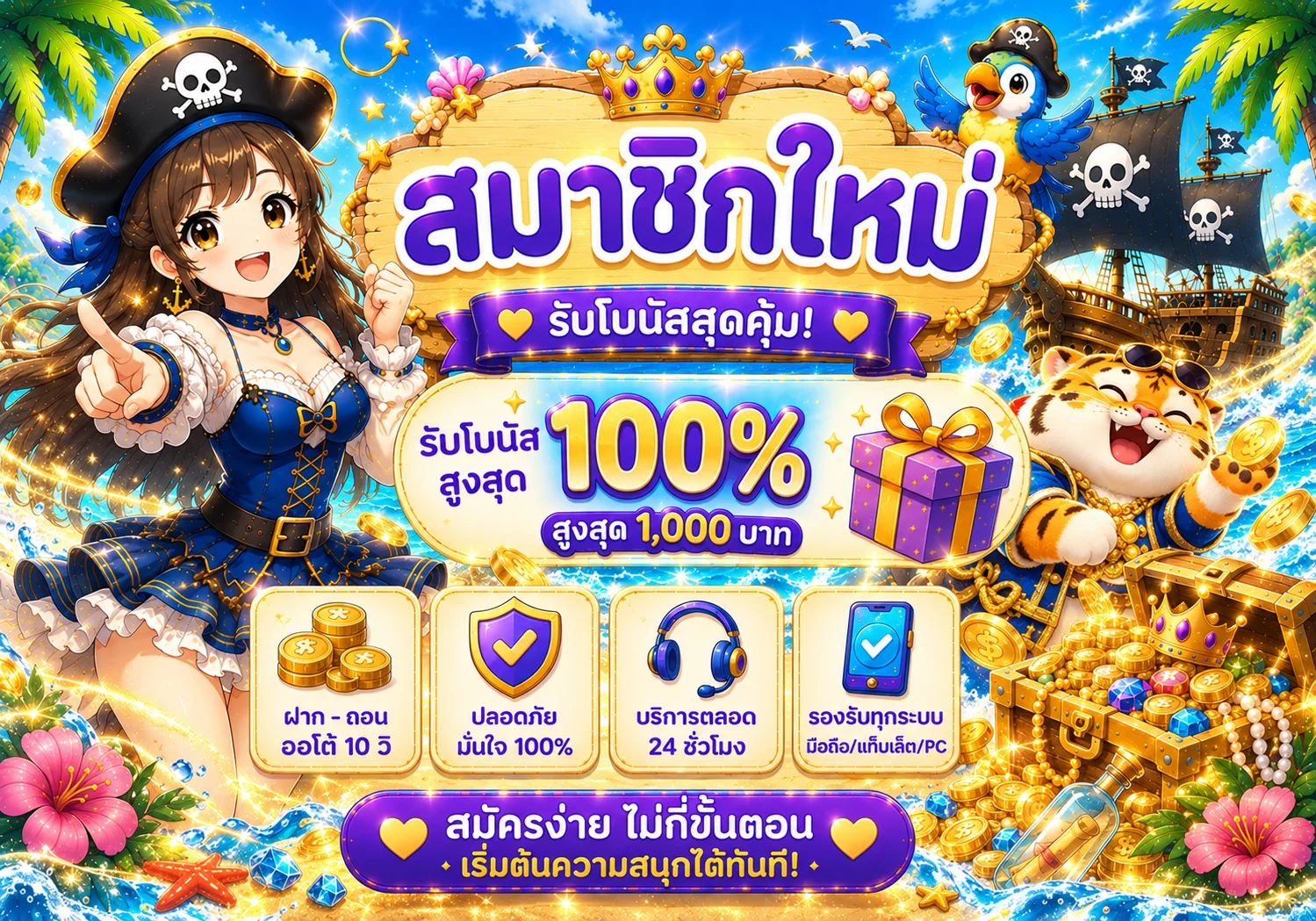 ภาพต้อนรับสมาชิกใหม่ tyga285 พร้อมมาสคอตเกม PG Soft